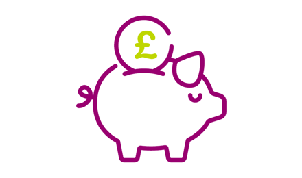 A graphic icon of a piggy bank