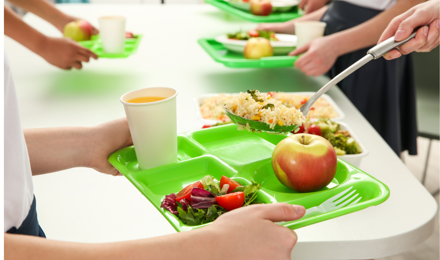 A school tray of food