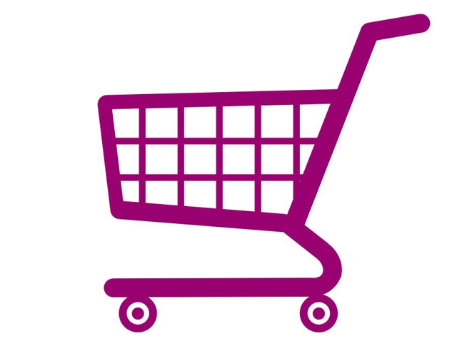 A graphic icon of a shopping trolley