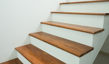 A set of wooden stairs