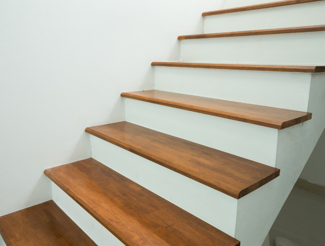 A set of wooden stairs