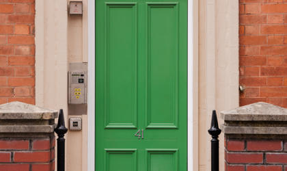 Green front door at St Judes Crescent