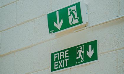 Signs for the fire exit